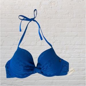 120. LA VIE EN ROSE Aqua Bikini Top - Blue - Size Large